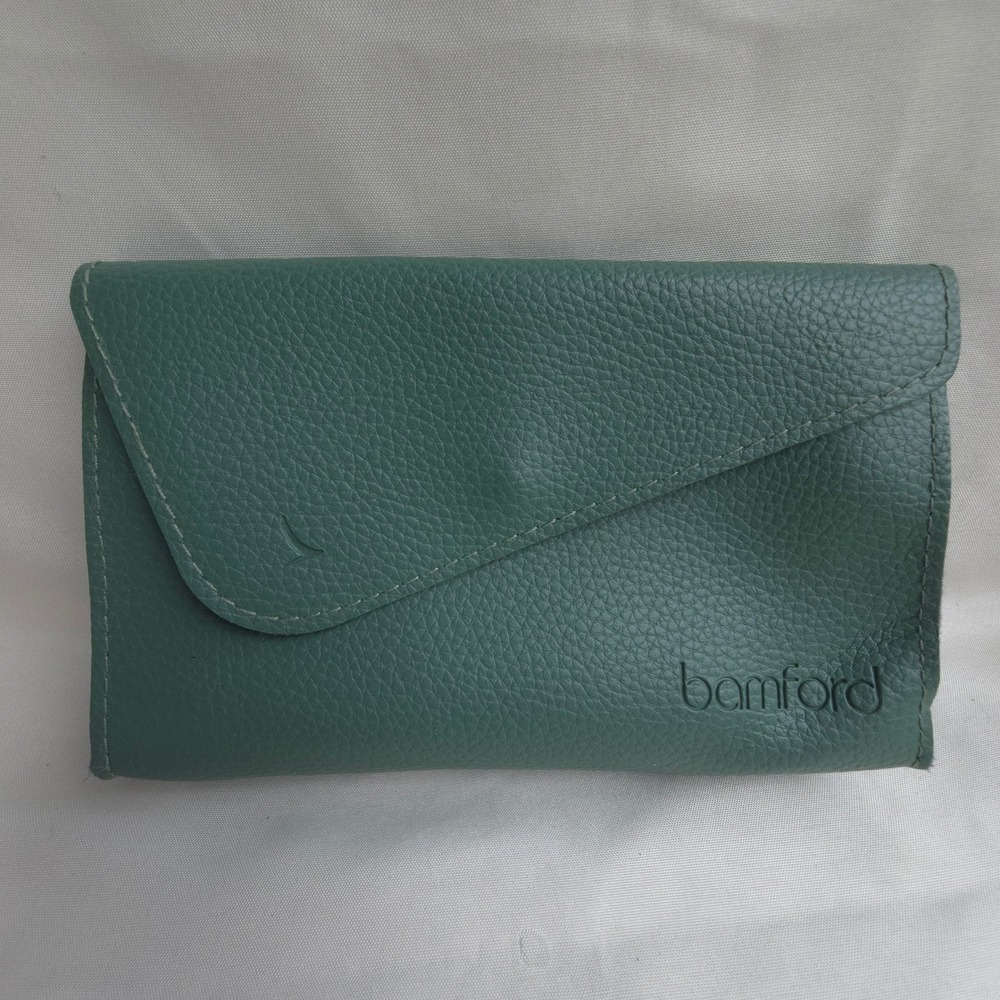 Bamford Cathay Pacific Sage Green Pebbled Envelope Amenity Travel Pouch